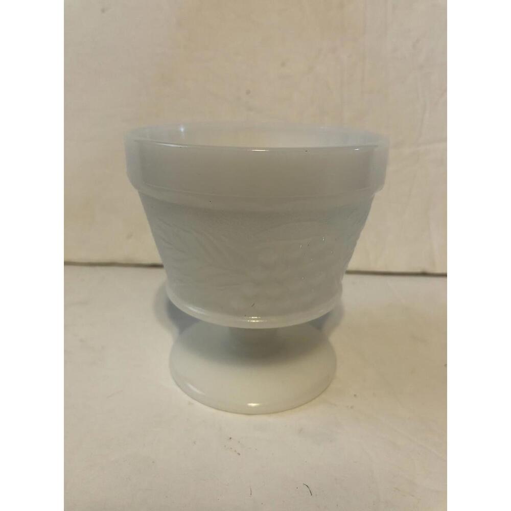 Vintage Milk Glass Dessert Goblet Grapes Vines 3.5" Tall Elegant Decor